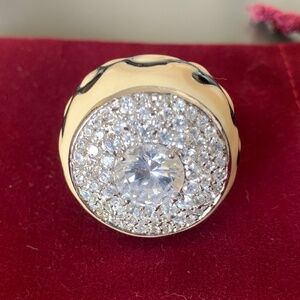 Vintage Style Enamel Dome Cocktail Ring Pavé Crystal Statement Jewelry – Black C